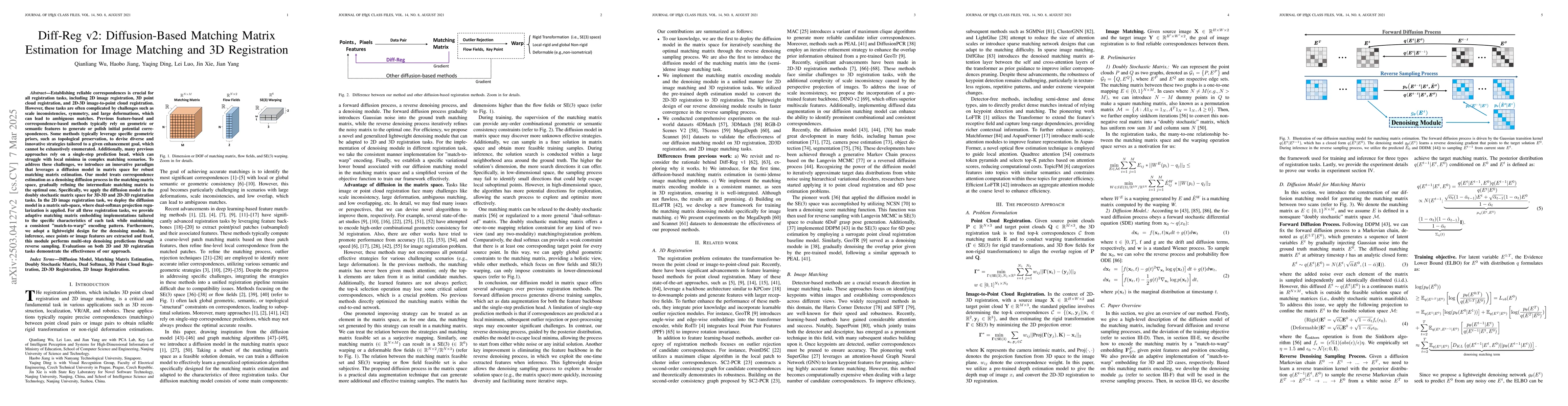 Thumbnail for Diff-Reg v2: Diffusion-Based Matching Matrix Estimation for Image
  Matching and 3D Registration