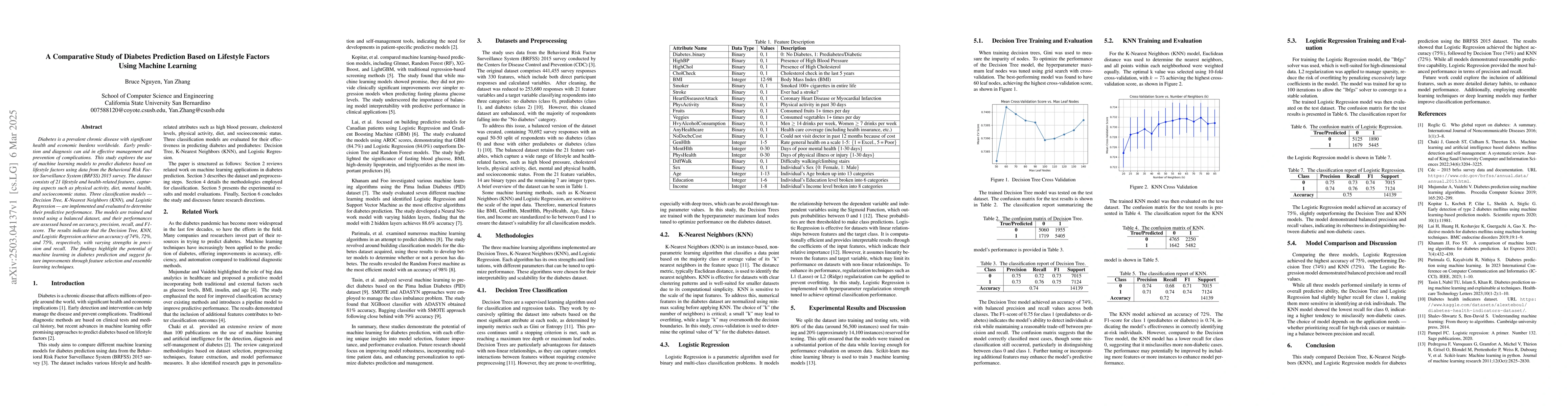 Thumbnail for A Comparative Study of Diabetes Prediction Based on Lifestyle Factors
  Using Machine Learning