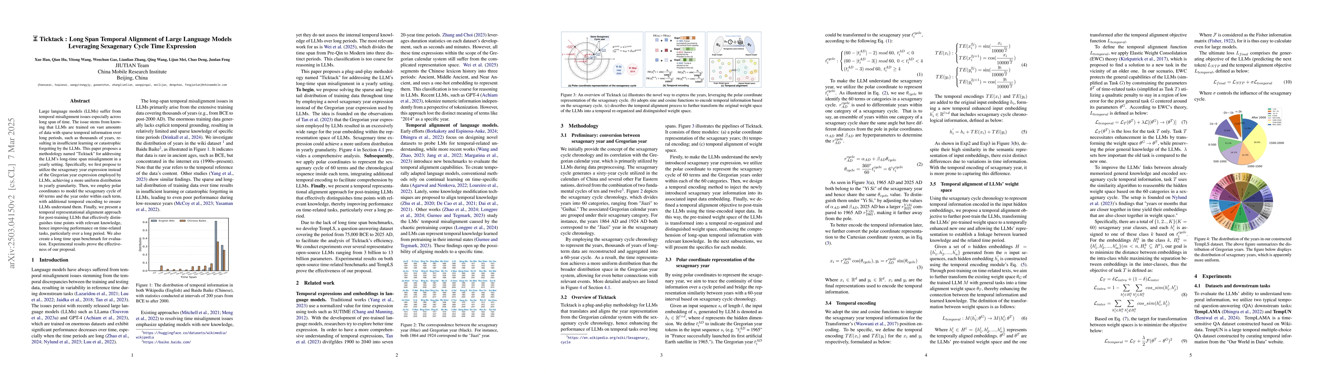 Thumbnail for Ticktack : Long Span Temporal Alignment of Large Language Models
  Leveraging Sexagenary Cycle Time Expression