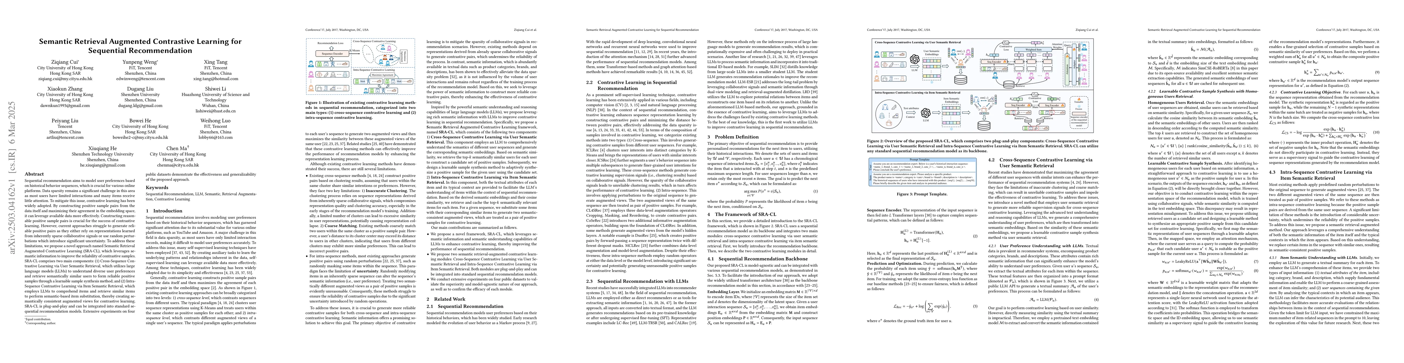 Thumbnail for Semantic Retrieval Augmented Contrastive Learning for Sequential
  Recommendation