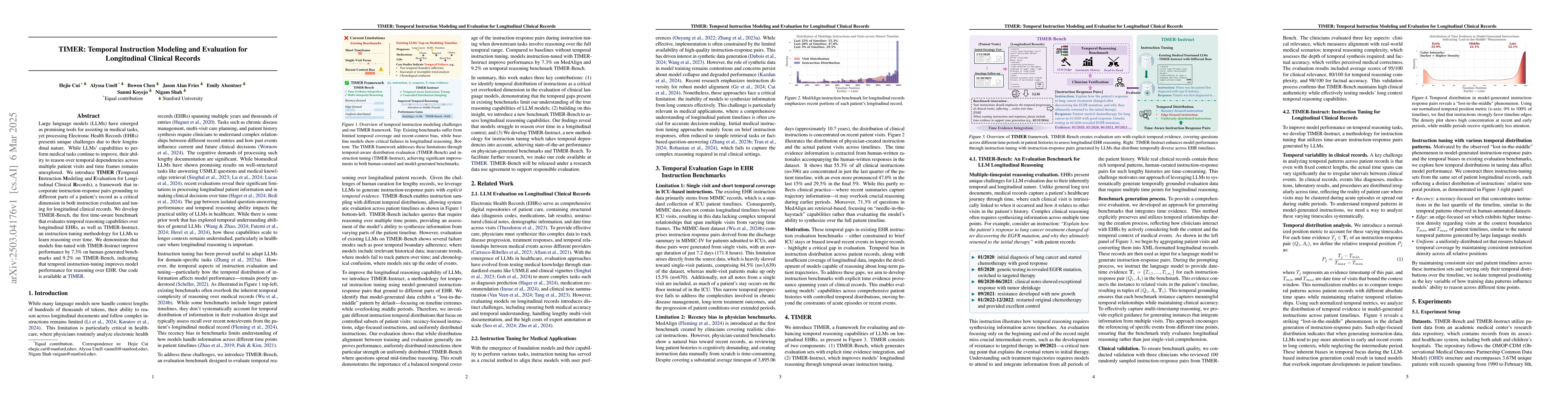 Thumbnail for TIMER: Temporal Instruction Modeling and Evaluation for Longitudinal
  Clinical Records