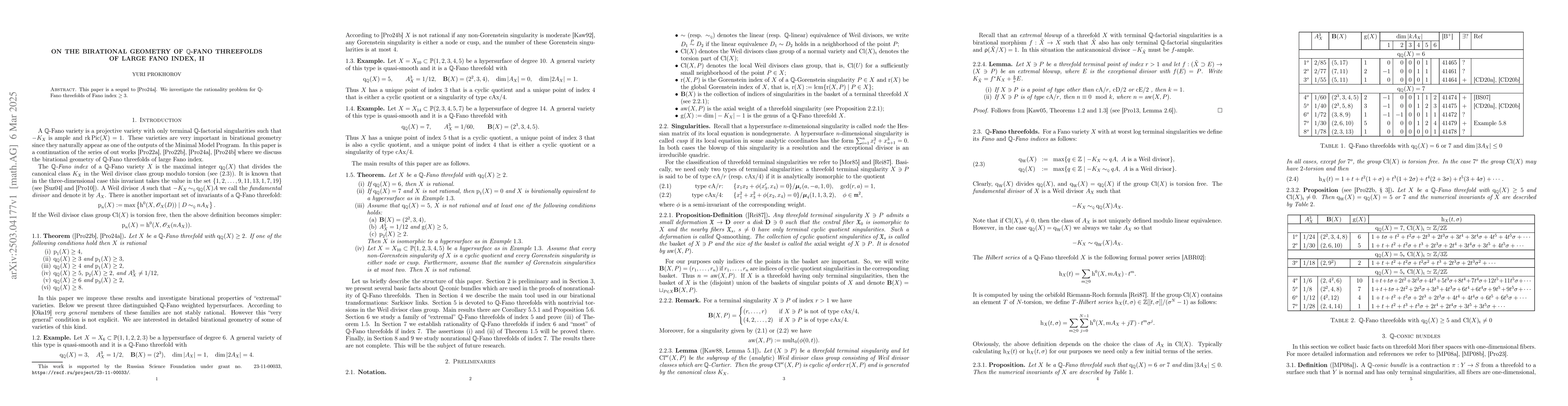 Thumbnail for On the birational geometry of $\mathbf{Q}$-Fano threefolds of large Fano
  index, II