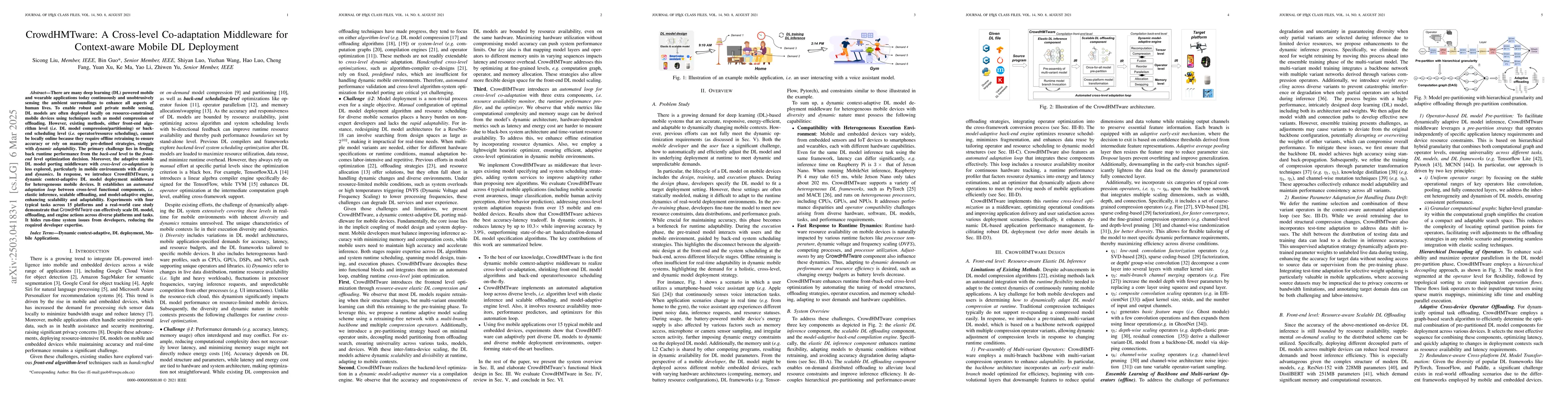 Thumbnail for CrowdHMTware: A Cross-level Co-adaptation Middleware for Context-aware
  Mobile DL Deployment