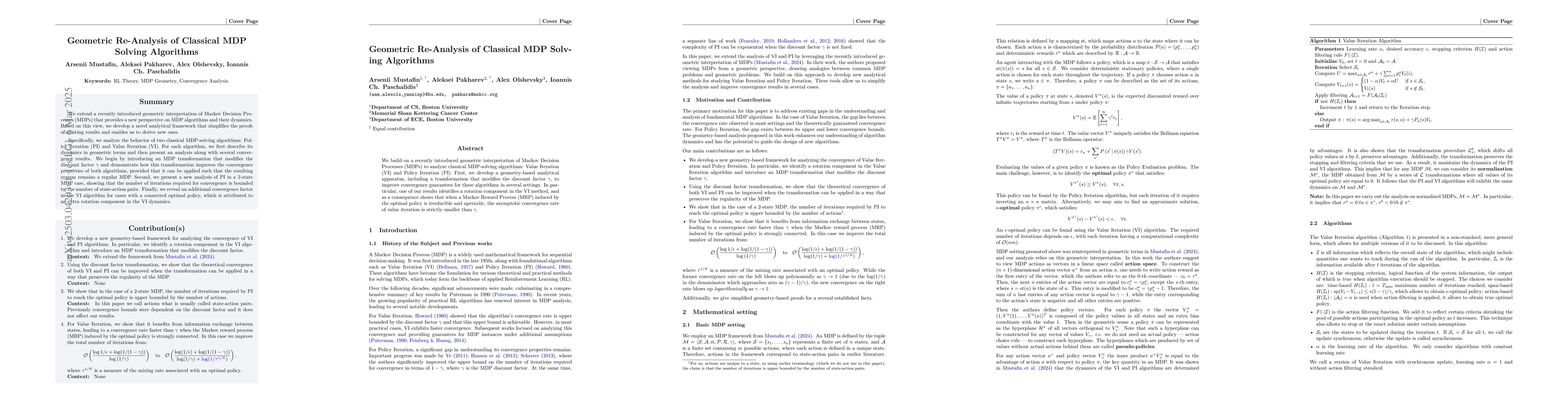 Thumbnail for Geometric Re-Analysis of Classical MDP Solving Algorithms