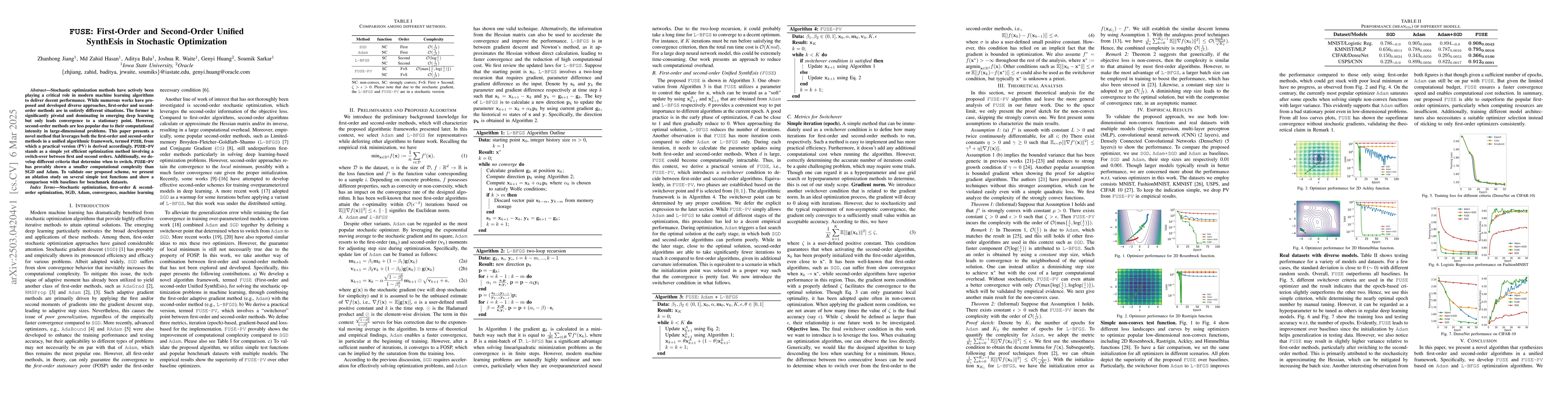 Thumbnail for FUSE: First-Order and Second-Order Unified SynthEsis in Stochastic
  Optimization