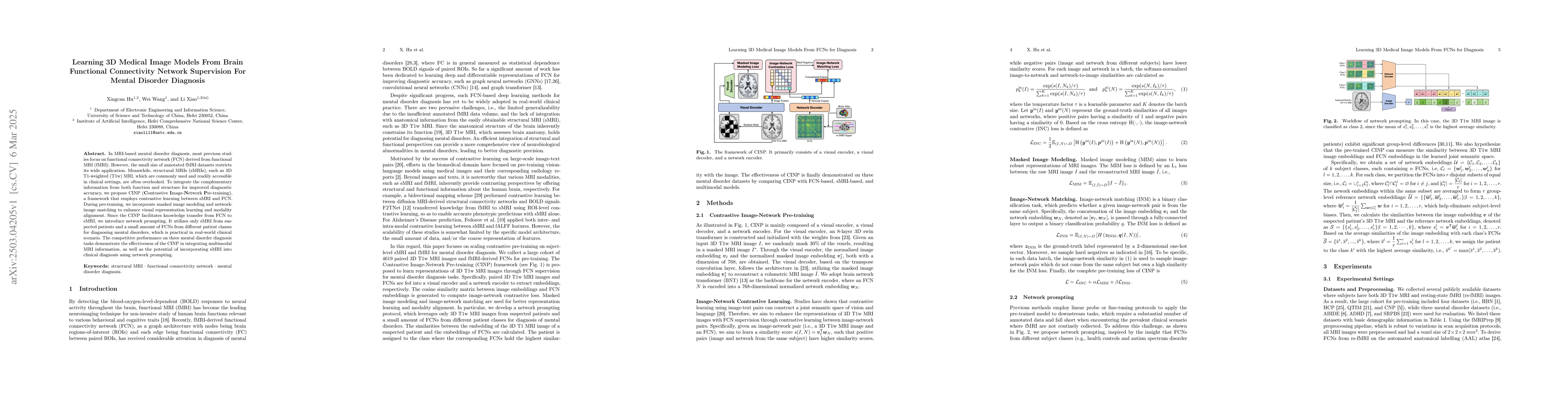 Thumbnail for Learning 3D Medical Image Models From Brain Functional Connectivity
  Network Supervision For Mental Disorder Diagnosis