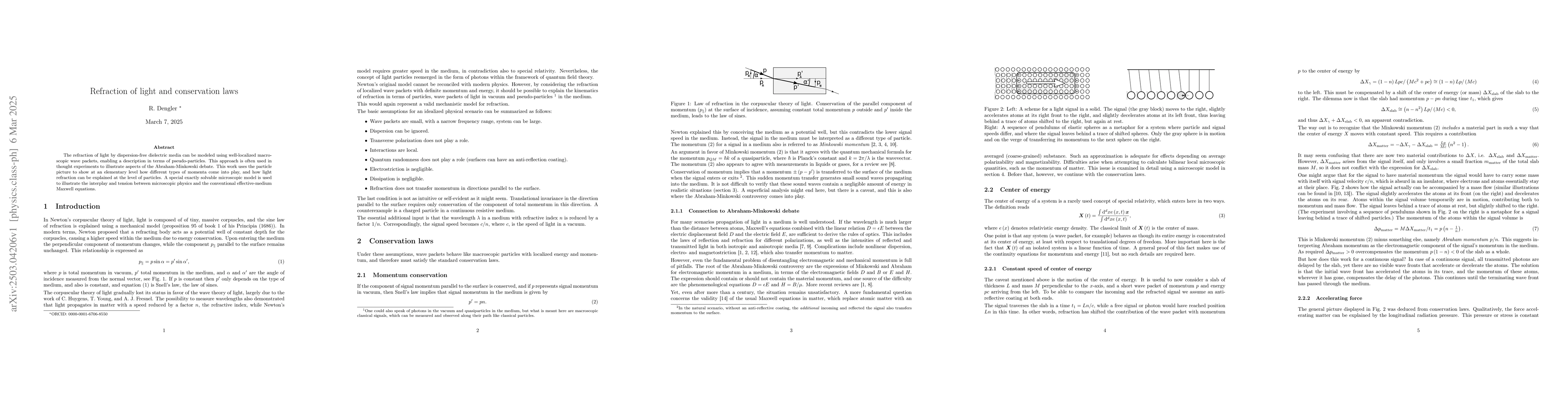 Thumbnail for Refraction of light and conservation laws