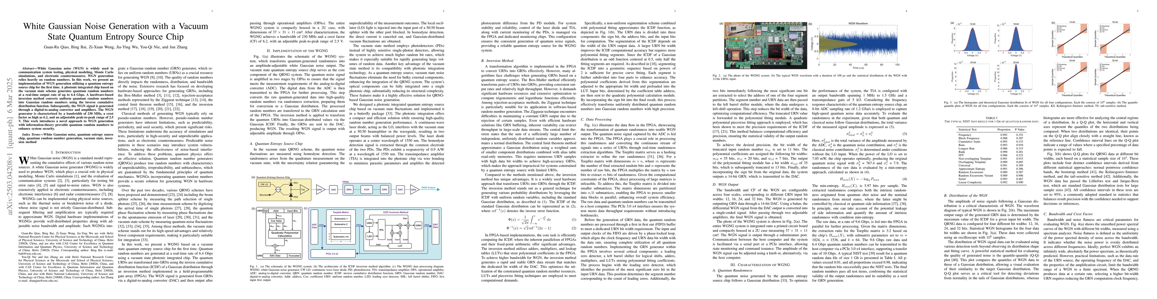 Thumbnail for White Gaussian Noise Generation with a Vacuum State Quantum Entropy
  Source Chip