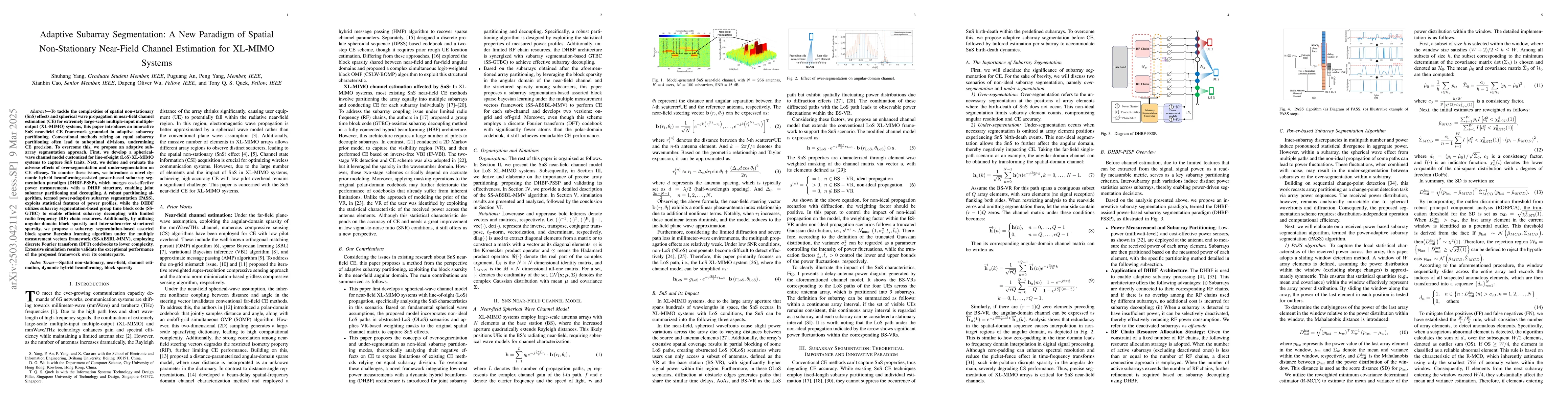 Thumbnail for Adaptive Subarray Segmentation: A New Paradigm of Spatial Non-Stationary
  Near-Field Channel Estimation for XL-MIMO Systems