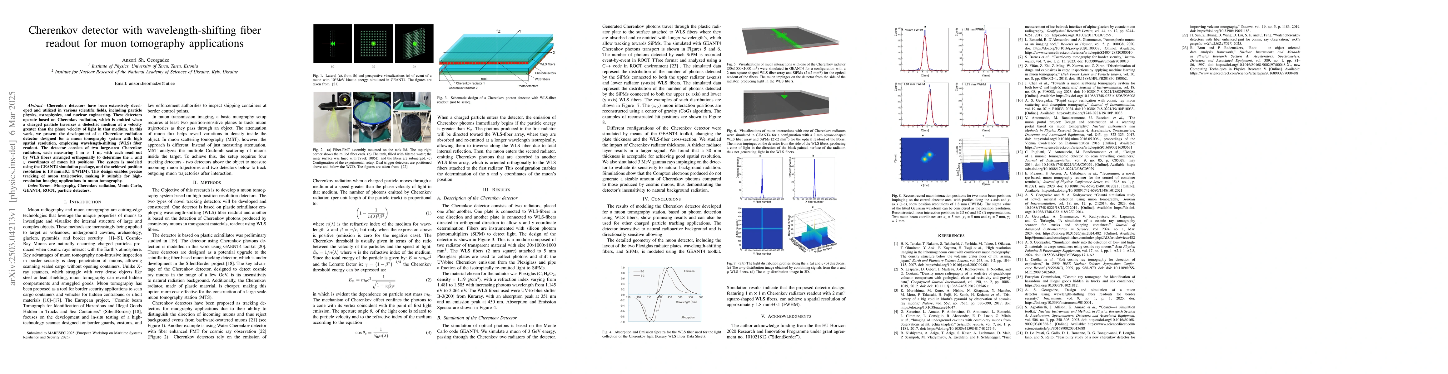 Thumbnail for Cherenkov detector with wavelength-shifting fiber readout for muon
  tomography applications