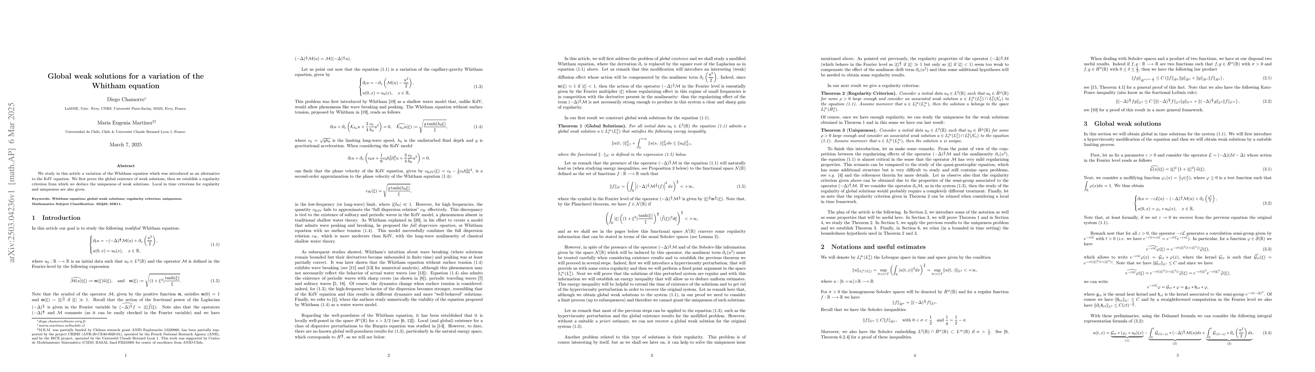 Thumbnail for Global weak solutions for a variation of the Whitham equation
