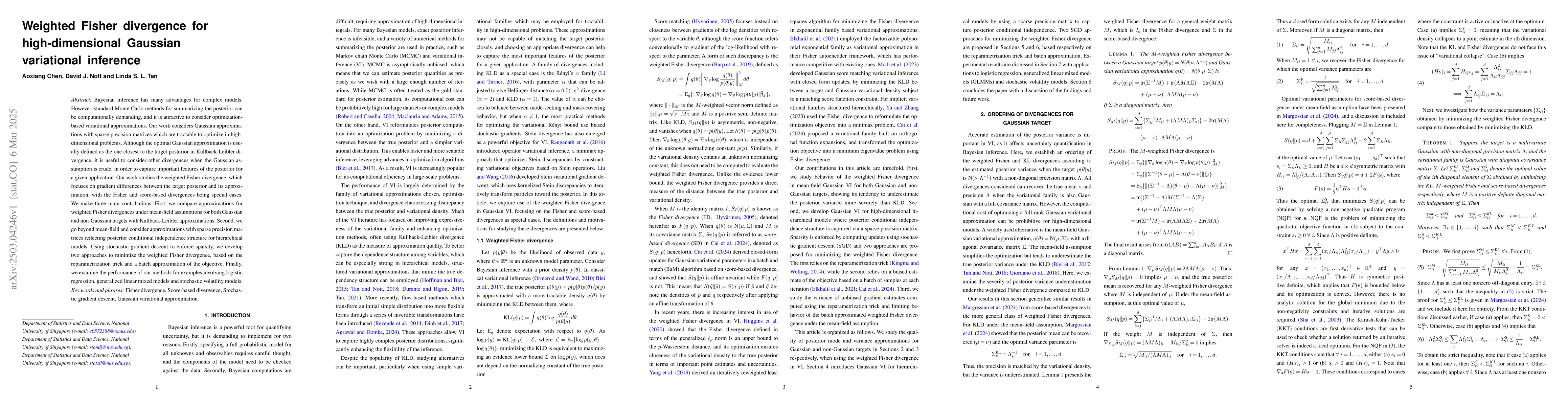 Thumbnail for Weighted Fisher divergence for high-dimensional Gaussian variational
  inference