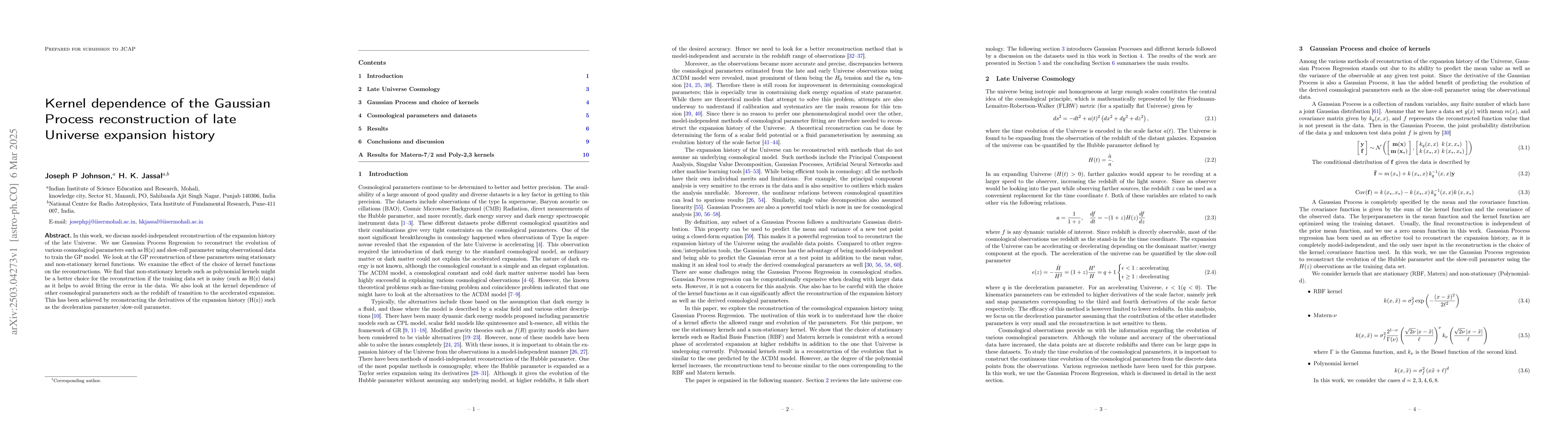 Thumbnail for Kernel dependence of the Gaussian Process reconstruction of late
  Universe expansion history