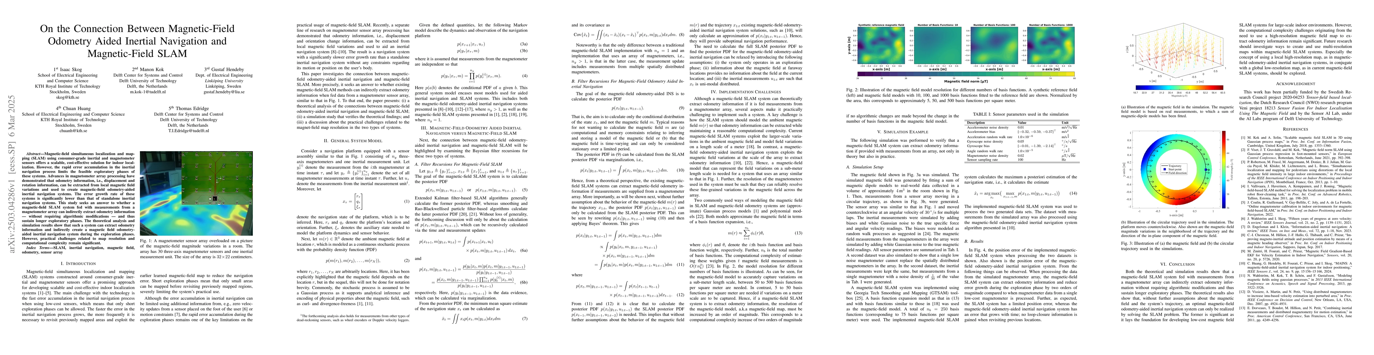 Thumbnail for On the Connection Between Magnetic-Field Odometry Aided Inertial
  Navigation and Magnetic-Field SLAM