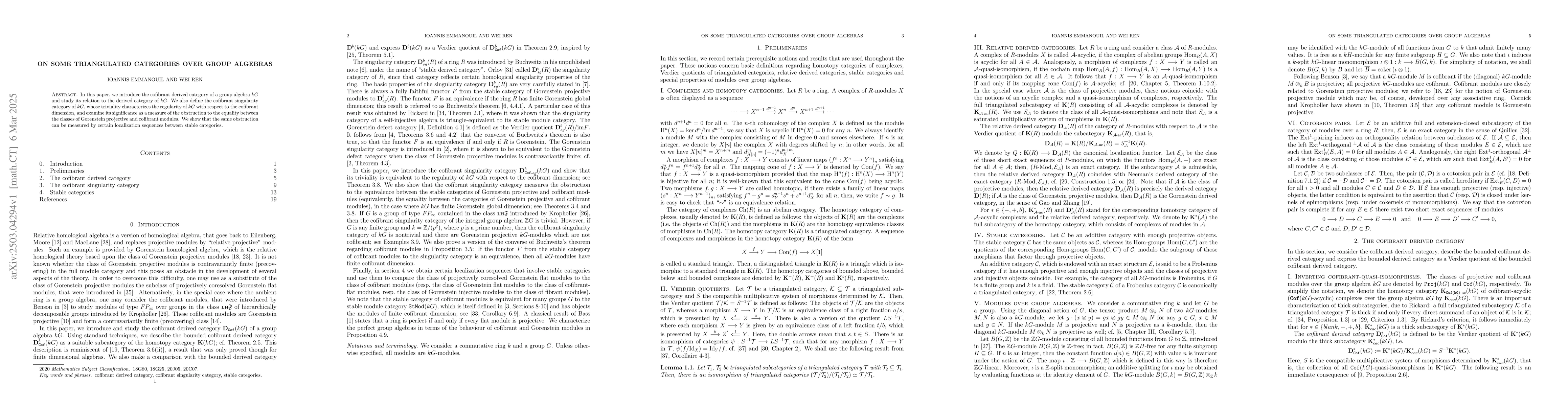 Thumbnail for On some triangulated categories over group algebras