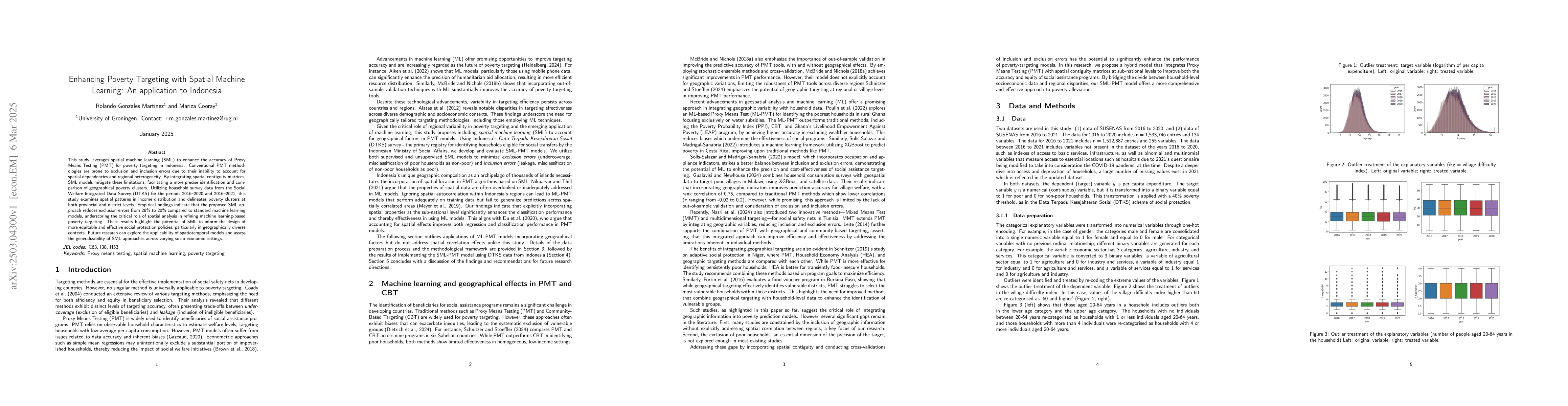 Thumbnail for Enhancing Poverty Targeting with Spatial Machine Learning: An
  application to Indonesia