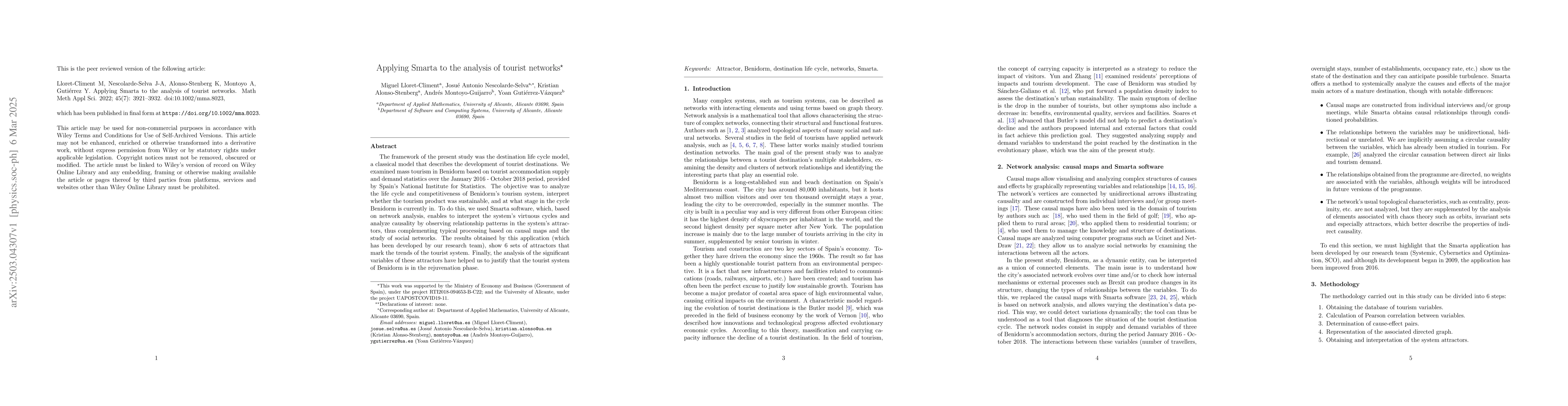 Thumbnail for Applying Smarta to the analysis of tourist networks