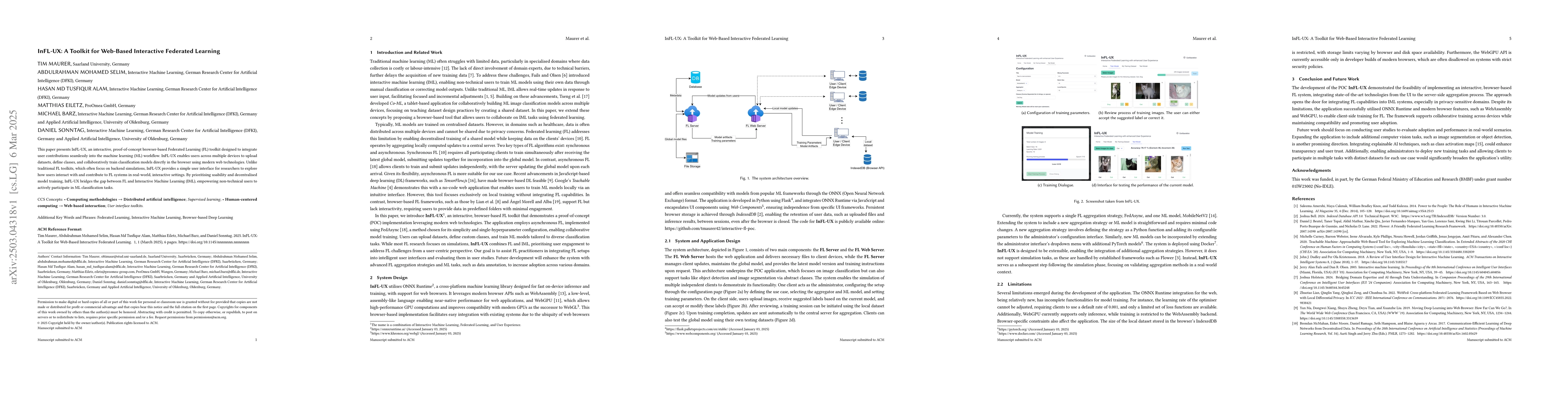 Thumbnail for InFL-UX: A Toolkit for Web-Based Interactive Federated Learning