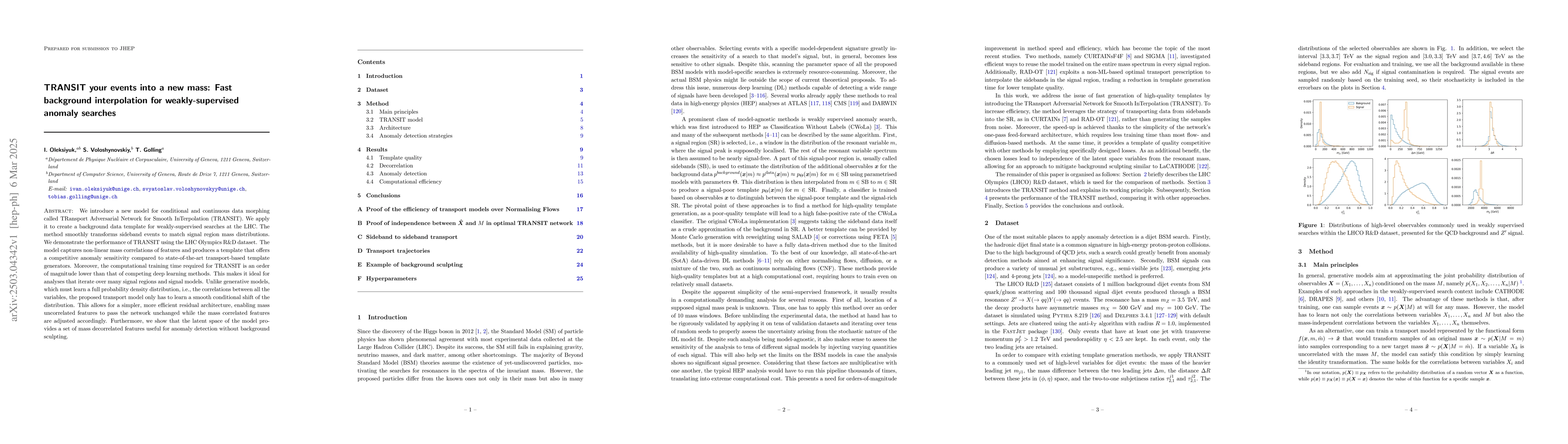 Thumbnail for TRANSIT your events into a new mass: Fast background interpolation for
  weakly-supervised anomaly searches