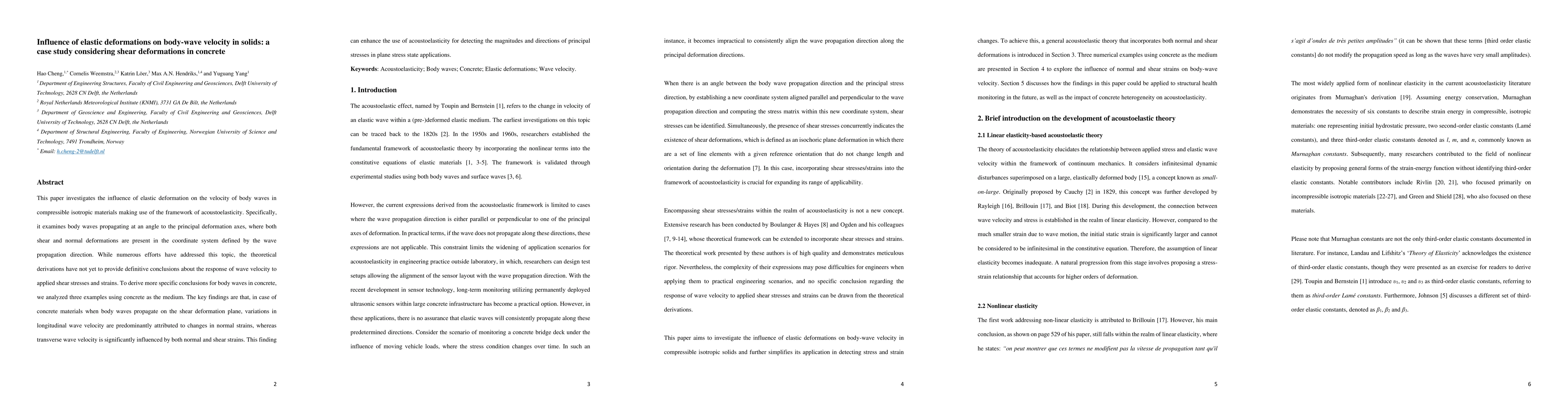 Thumbnail for Influence of elastic deformations on body-wave velocity in solids: a
  case study considering shear deformations in concrete