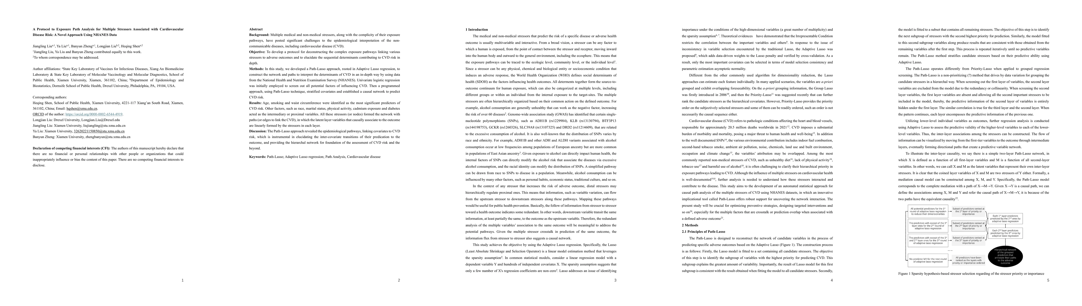 Thumbnail for A Protocol to Exposure Path Analysis for Multiple Stressors Associated
  with Cardiovascular Disease Risk: A Novel Approach Using NHANES Data