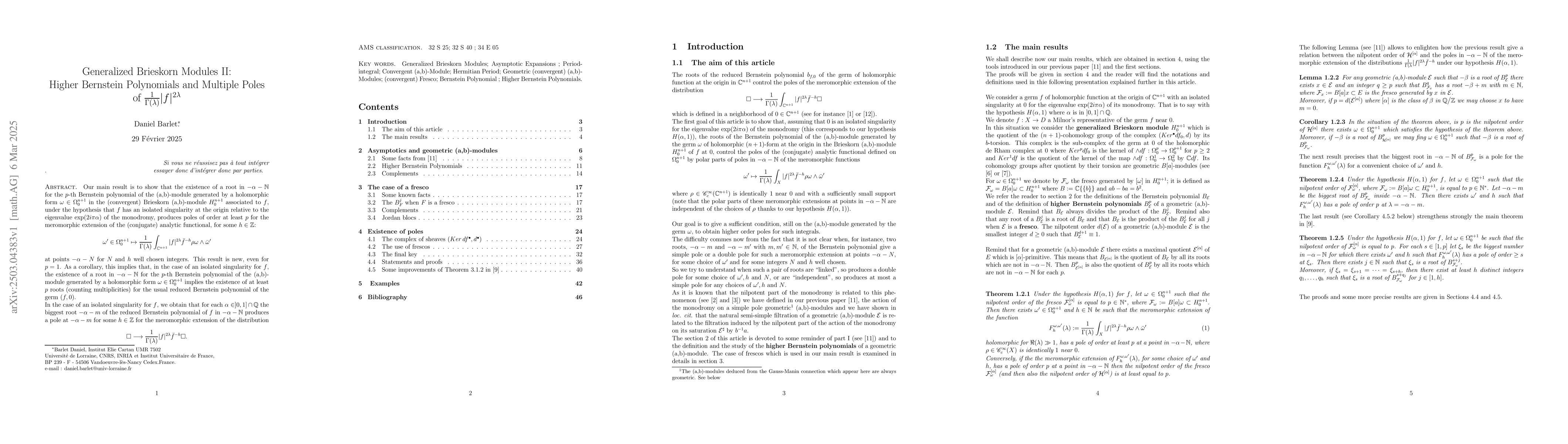Thumbnail for Generalized Brieskorn Modules II: Higher Bernstein Polynomials and
  Multiple Poles