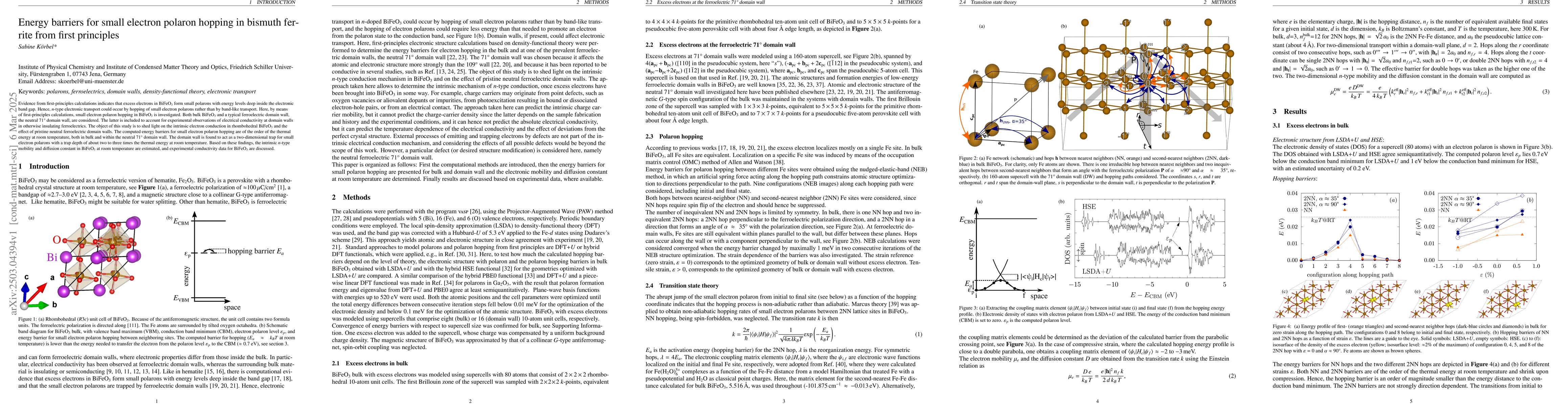Thumbnail for Energy barriers for small electron polaron hopping in bismuth ferrite
  from first principles