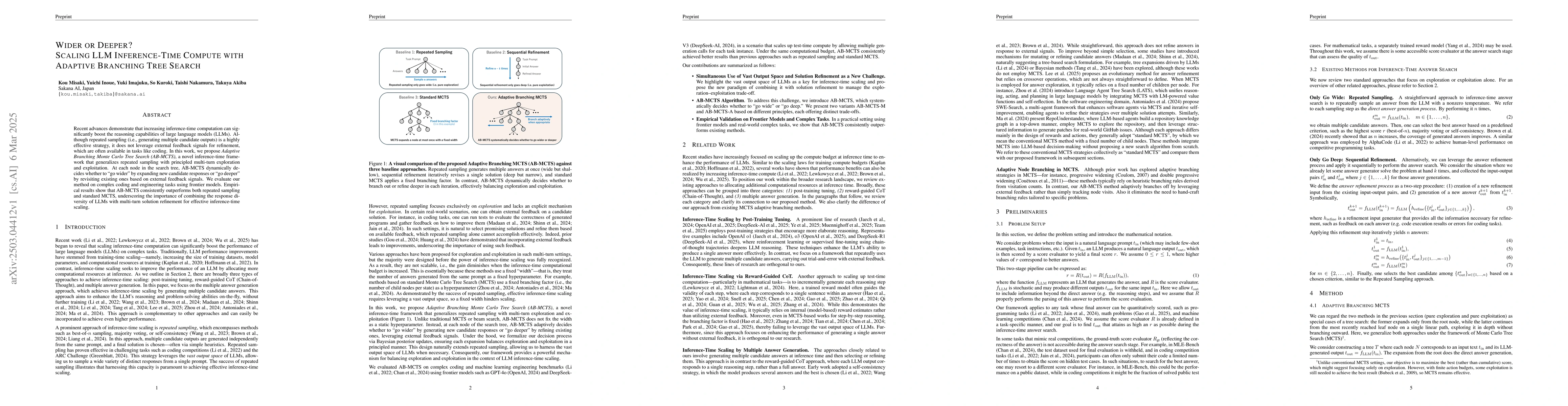 Thumbnail for Wider or Deeper? Scaling LLM Inference-Time Compute with Adaptive
  Branching Tree Search