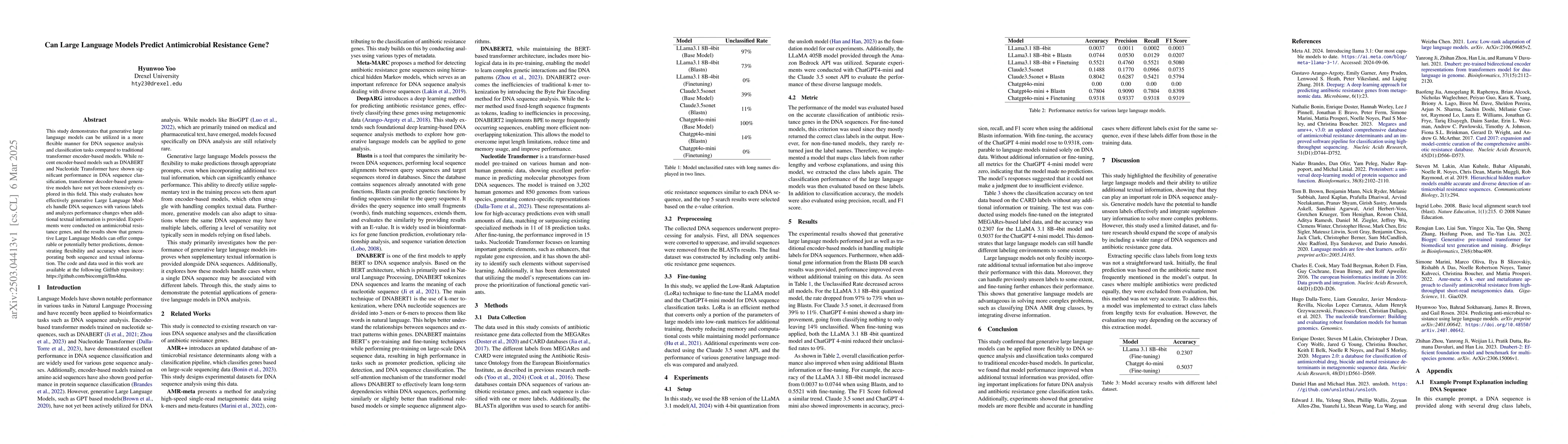 Thumbnail for Can Large Language Models Predict Antimicrobial Resistance Gene?