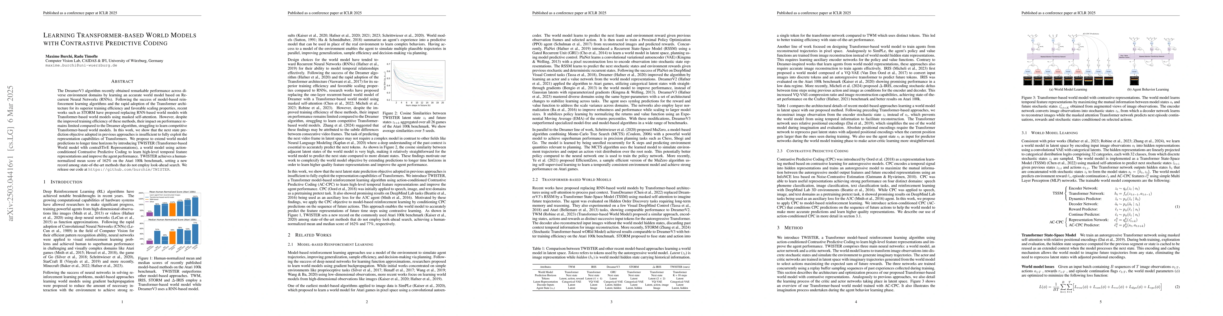 Thumbnail for Learning Transformer-based World Models with Contrastive Predictive
  Coding
