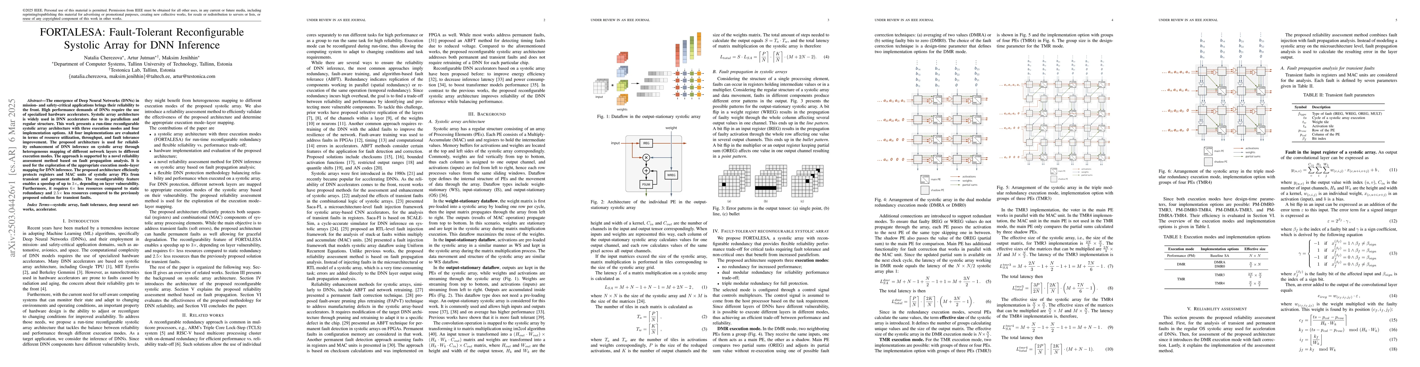 Thumbnail for FORTALESA: Fault-Tolerant Reconfigurable Systolic Array for DNN
  Inference