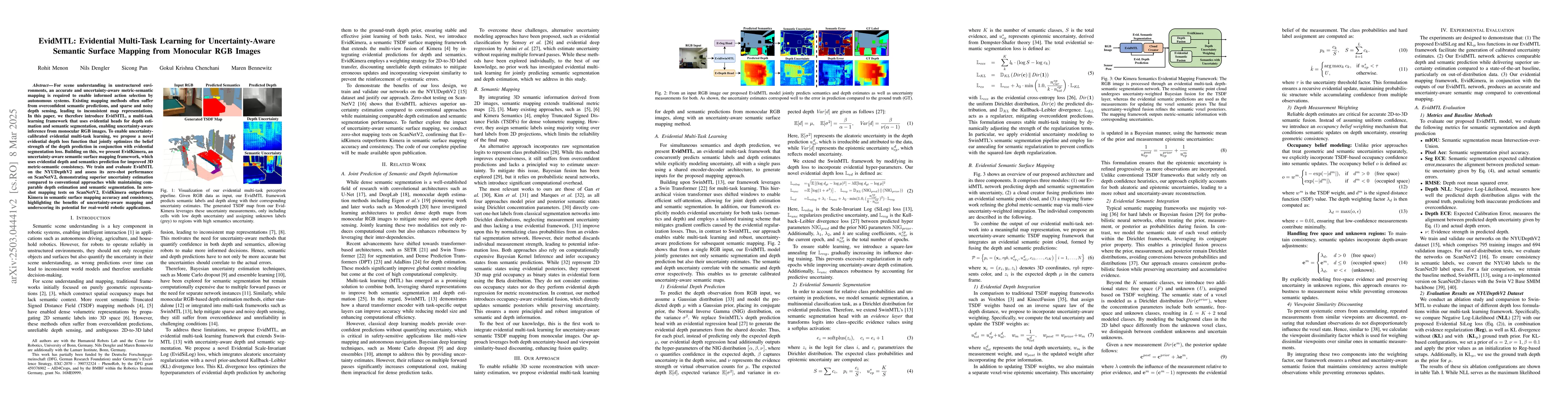 Thumbnail for EvidMTL: Evidential Multi-Task Learning for Uncertainty-Aware Semantic
  Surface Mapping from Monocular RGB Images