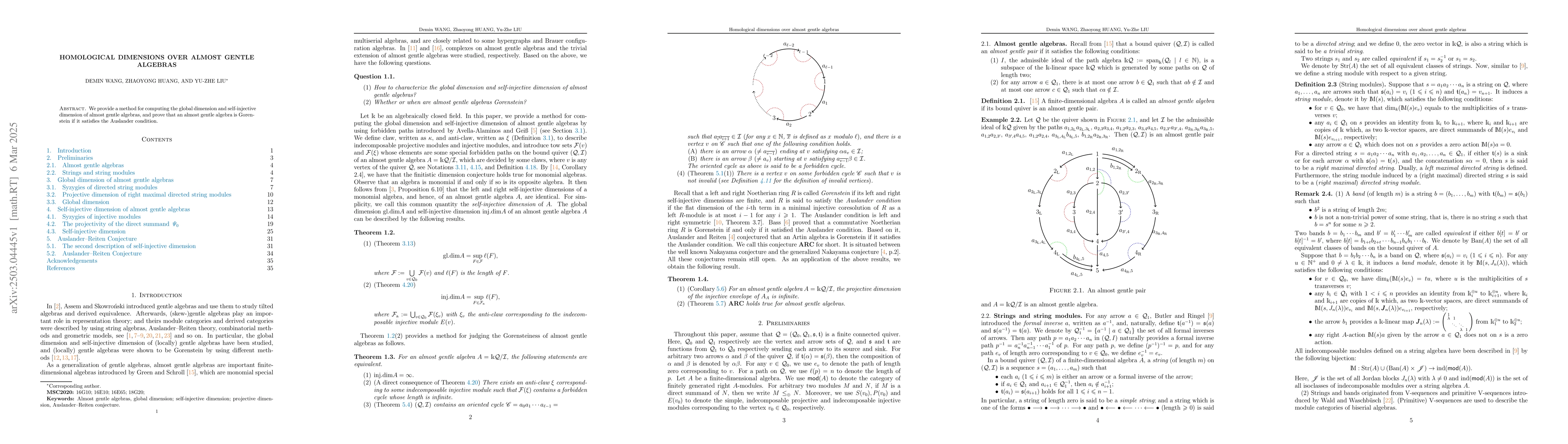 Thumbnail for Homological dimensions over almost gentle algebras