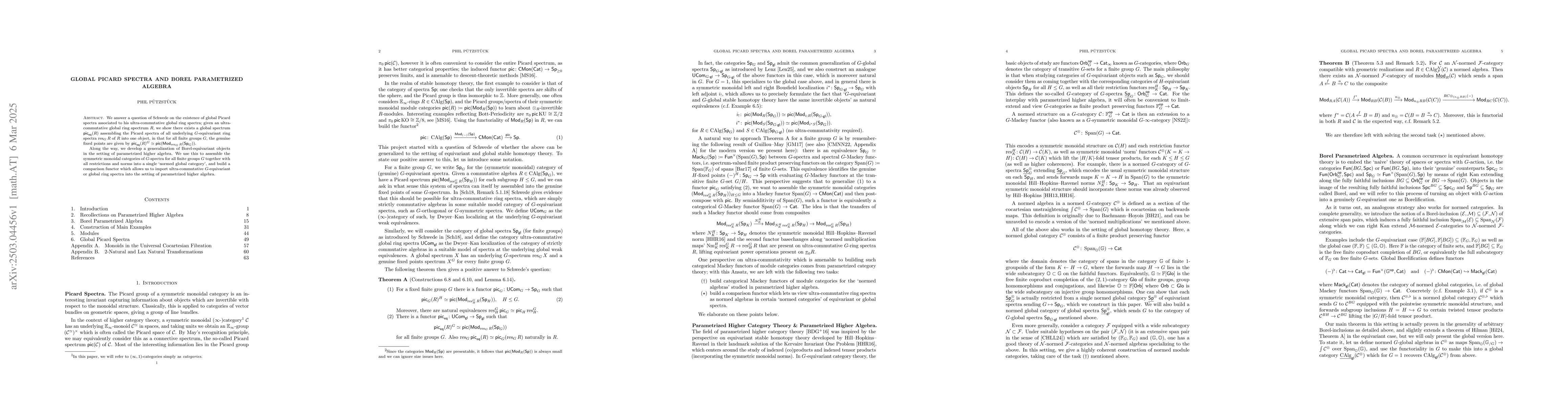 Thumbnail for Global Picard Spectra and Borel Parametrized Algebra