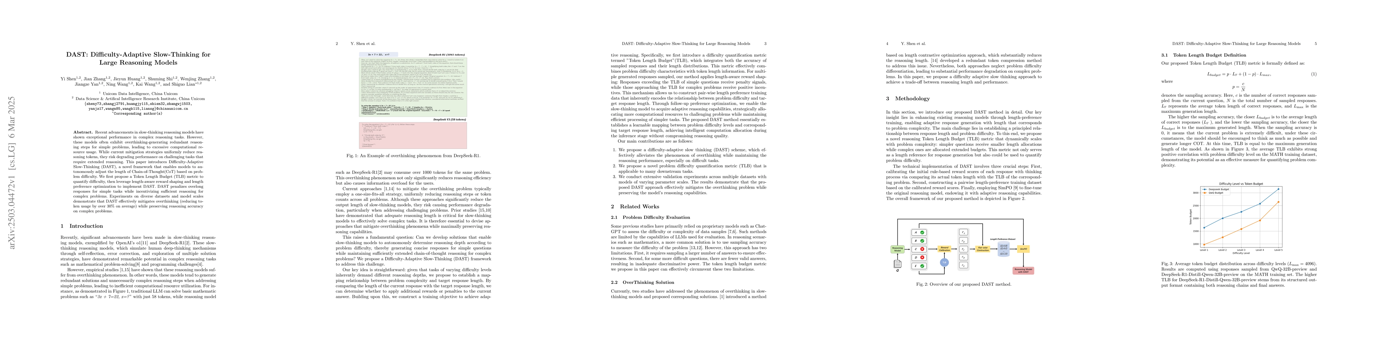 Thumbnail for DAST: Difficulty-Adaptive Slow-Thinking for Large Reasoning Models