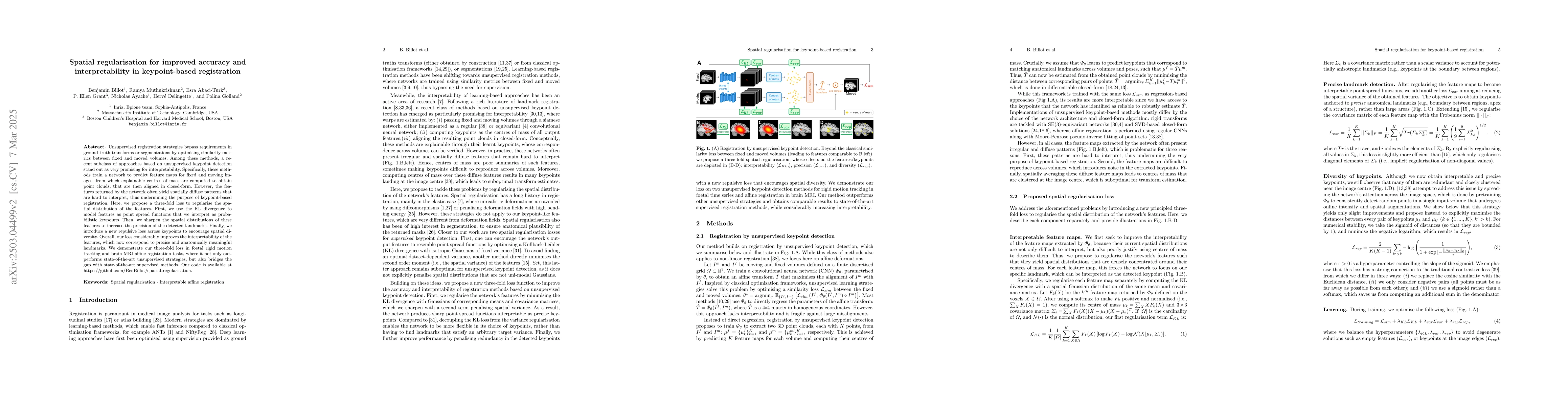 Thumbnail for Spatial regularisation for improved accuracy and interpretability in
  keypoint-based registration