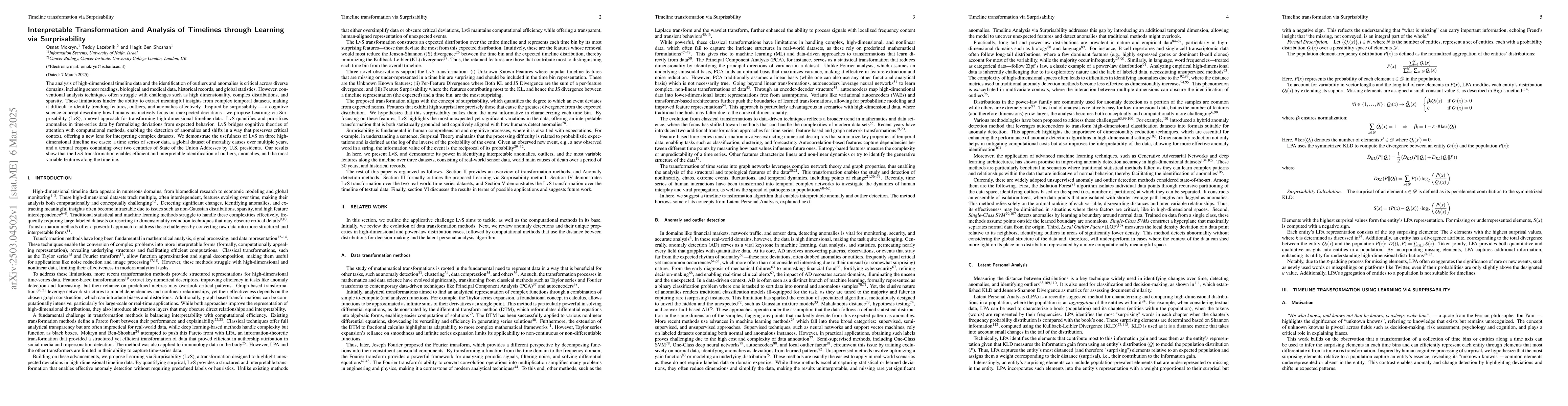 Thumbnail for Interpretable Transformation and Analysis of Timelines through Learning
  via Surprisability