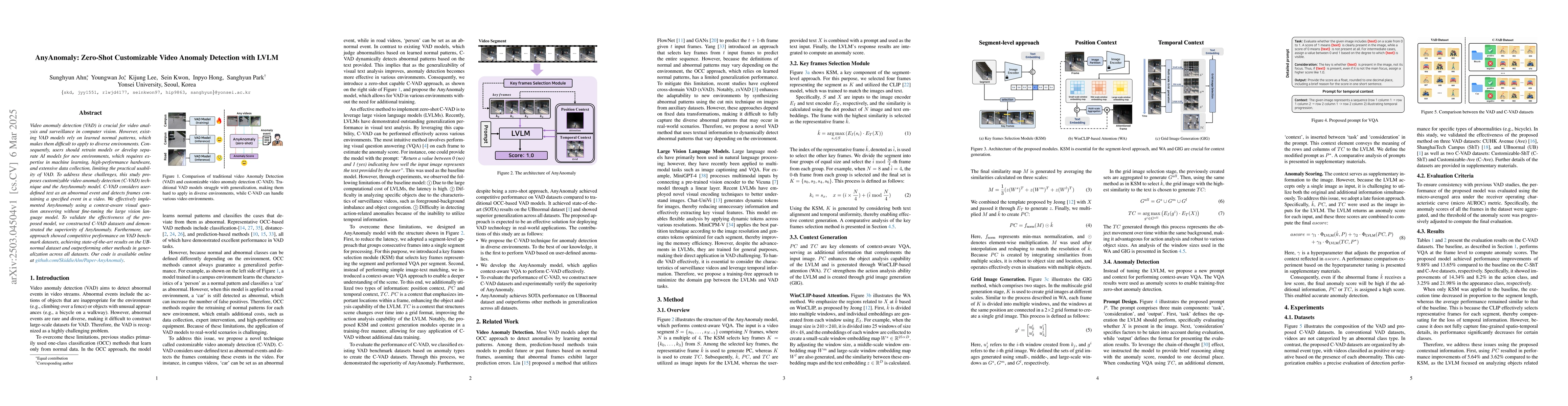 Thumbnail for AnyAnomaly: Zero-Shot Customizable Video Anomaly Detection with LVLM