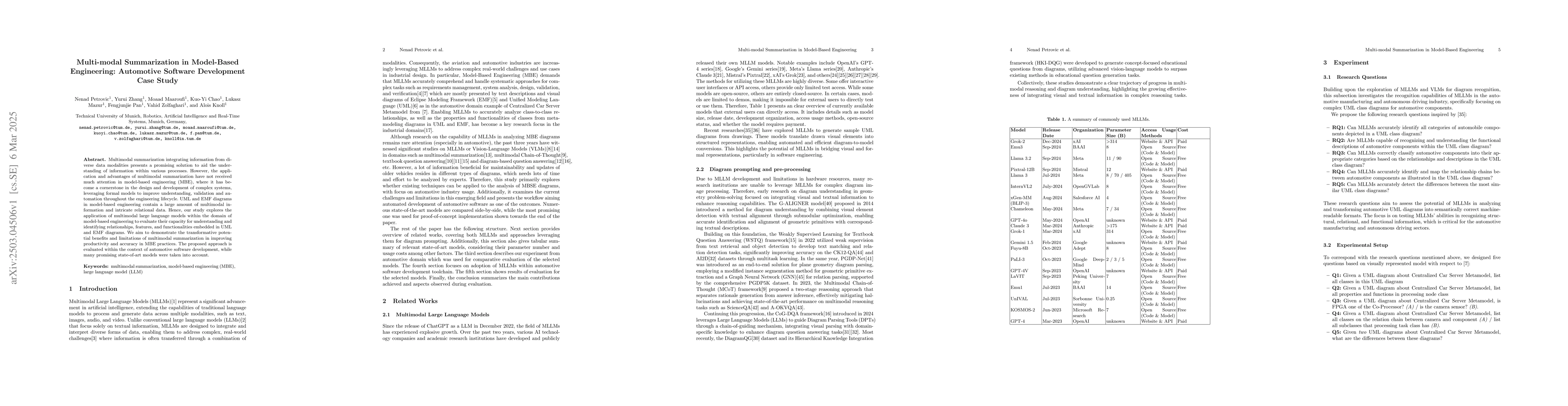 Thumbnail for Multi-modal Summarization in Model-Based Engineering: Automotive
  Software Development Case Study