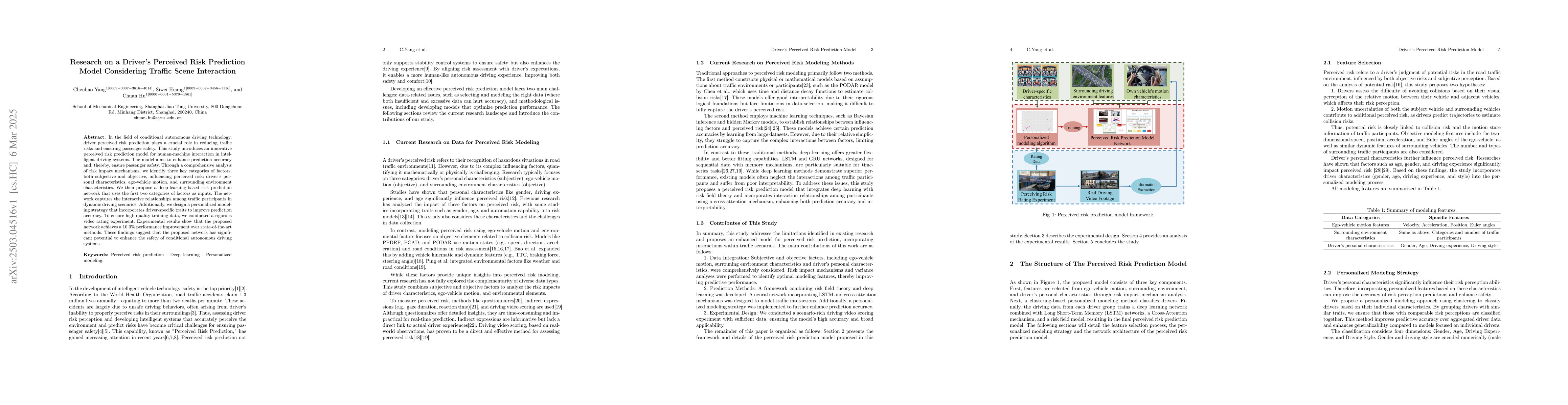 Thumbnail for Research on a Driver's Perceived Risk Prediction Model Considering
  Traffic Scene Interaction