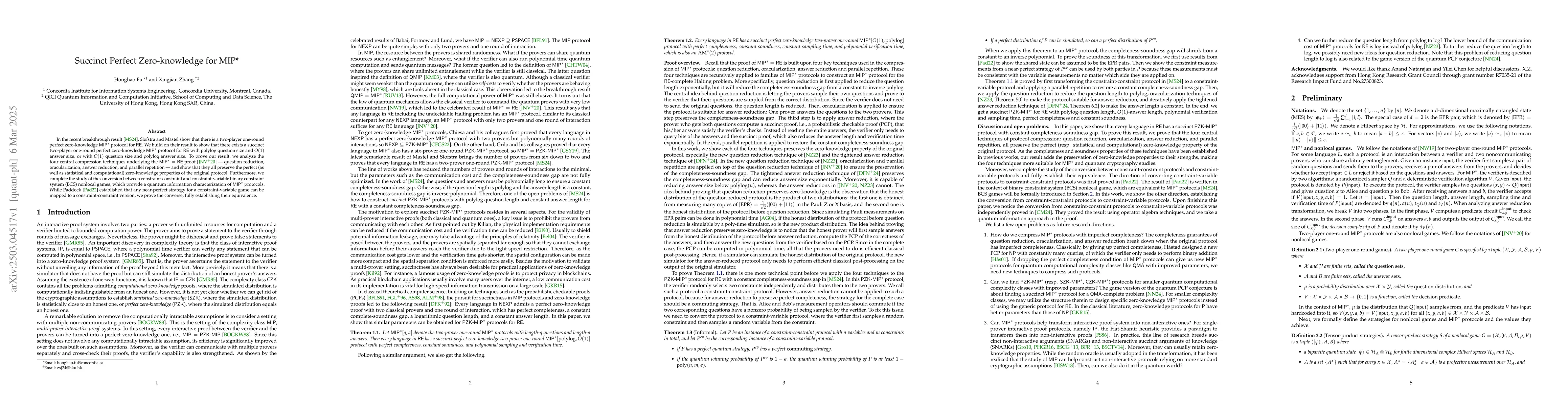 Thumbnail for Succinct Perfect Zero-knowledge for MIP*