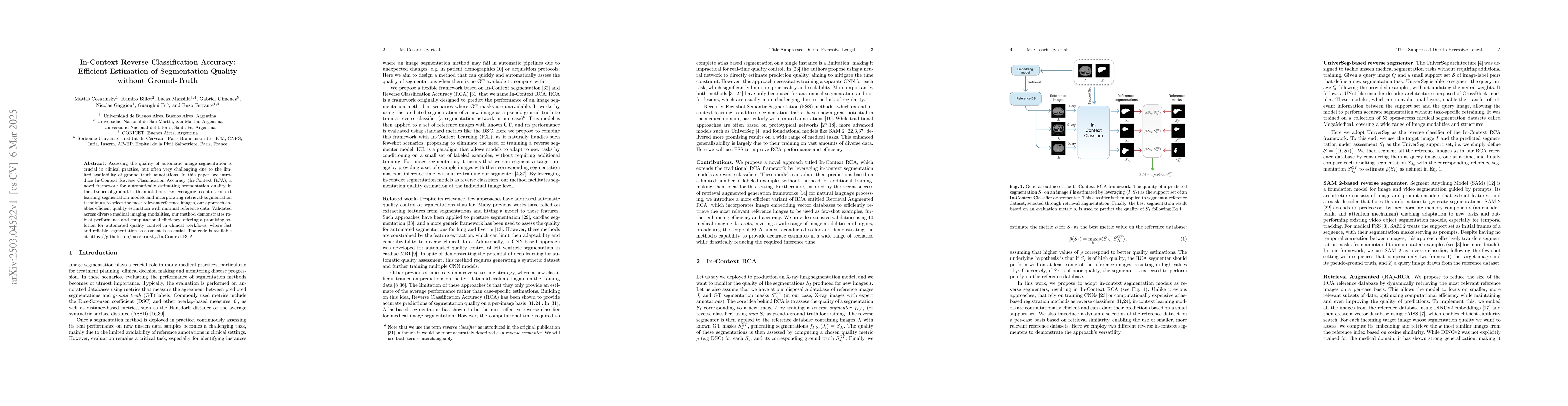 Thumbnail for In-Context Reverse Classification Accuracy: Efficient Estimation of
  Segmentation Quality without Ground-Truth