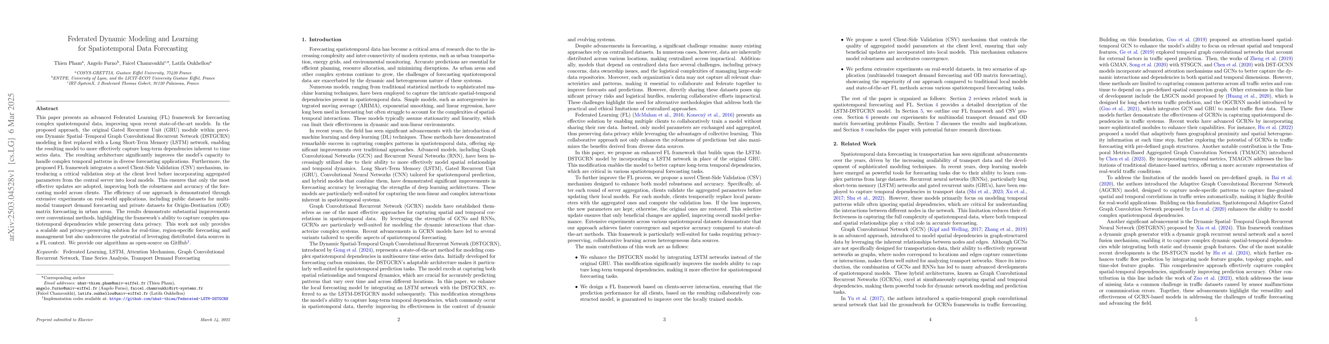 Thumbnail for Federated Dynamic Modeling and Learning for Spatiotemporal Data
  Forecasting