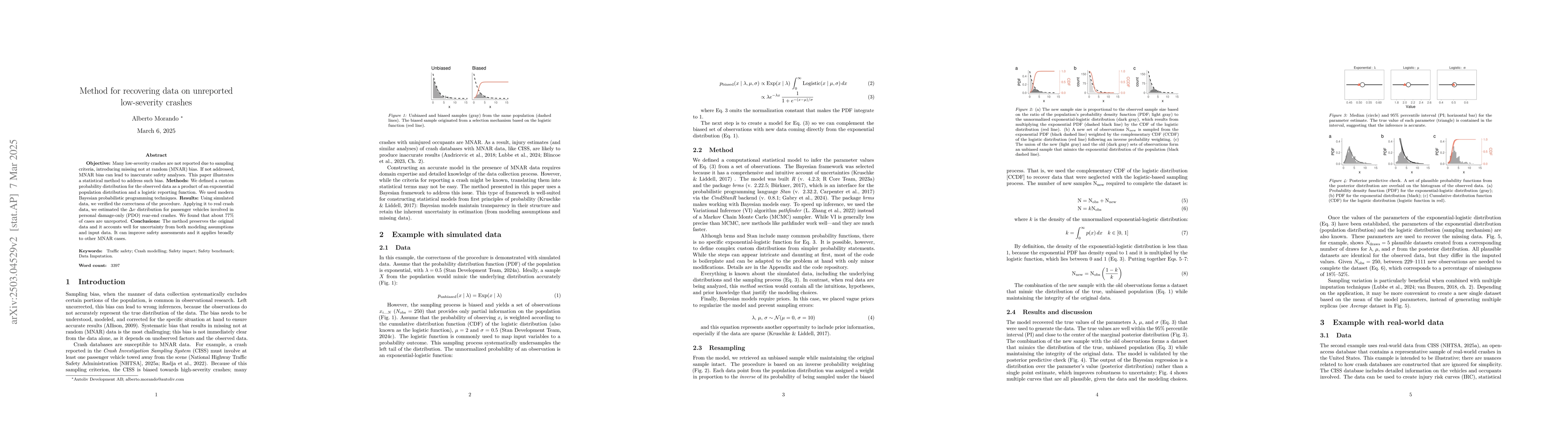 Thumbnail for Method for recovering data on unreported low-severity crashes