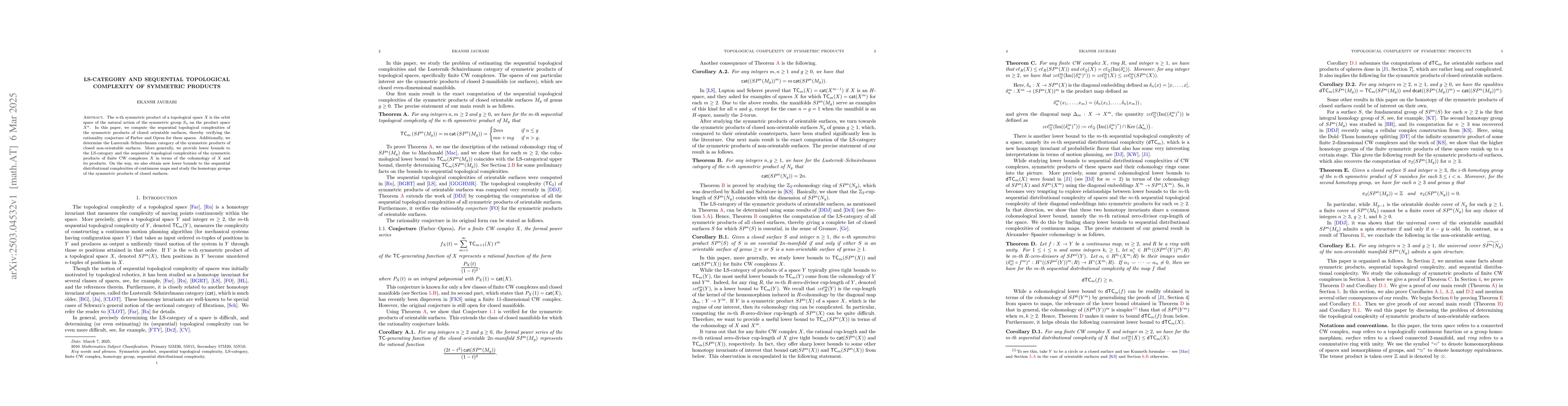 Thumbnail for LS-category and sequential topological complexity of symmetric products