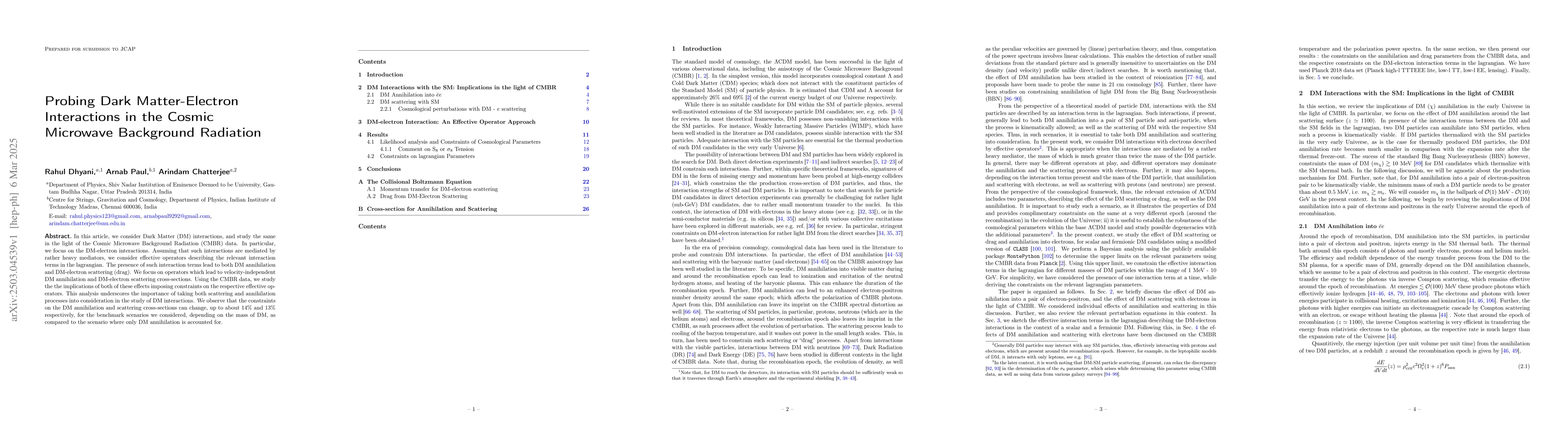 Thumbnail for Probing Dark Matter-Electron Interactions in the Cosmic Microwave
  Background Radiation