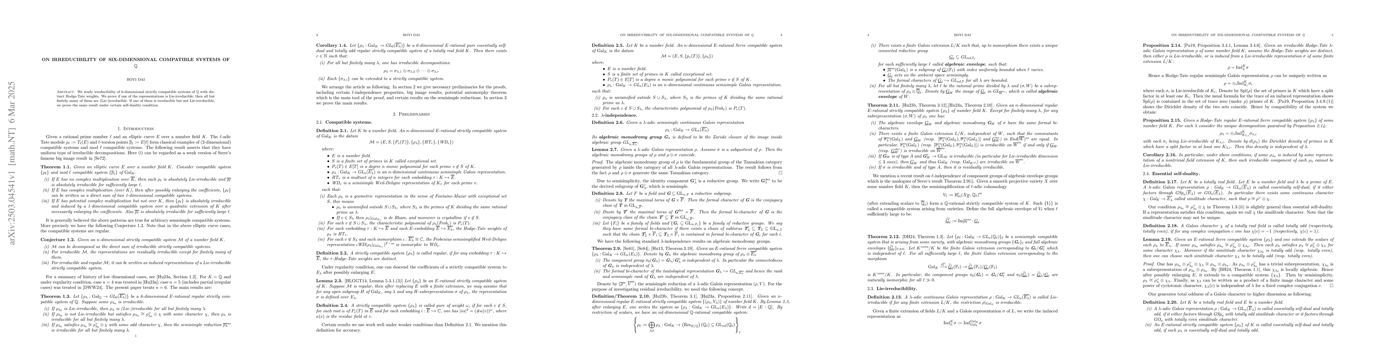 Thumbnail for On irreducibility of six-dimensional compatible systems of $\mathbb{Q}$