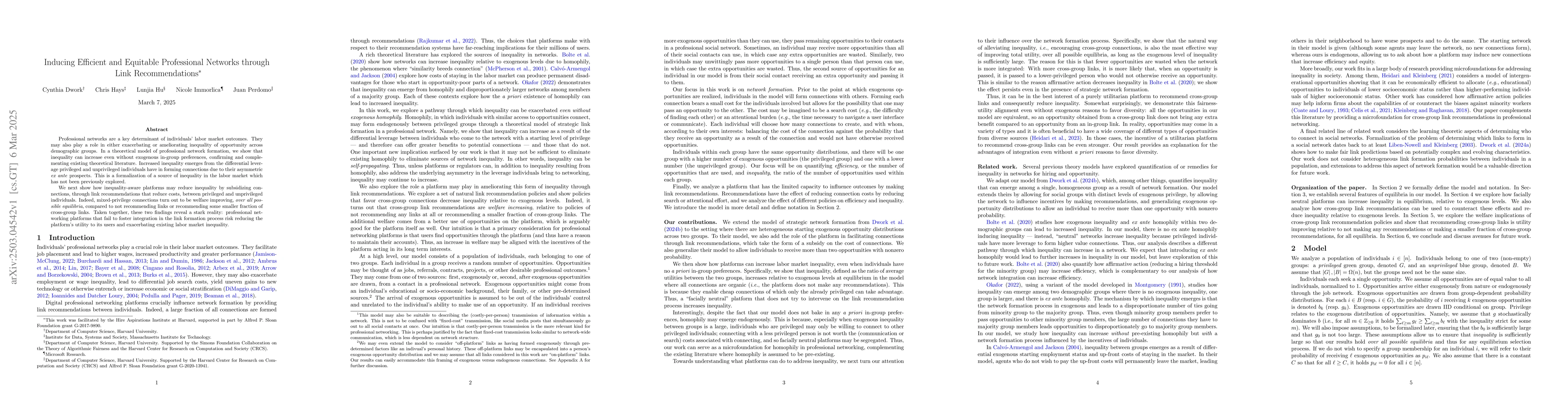 Thumbnail for Inducing Efficient and Equitable Professional Networks through Link
  Recommendations