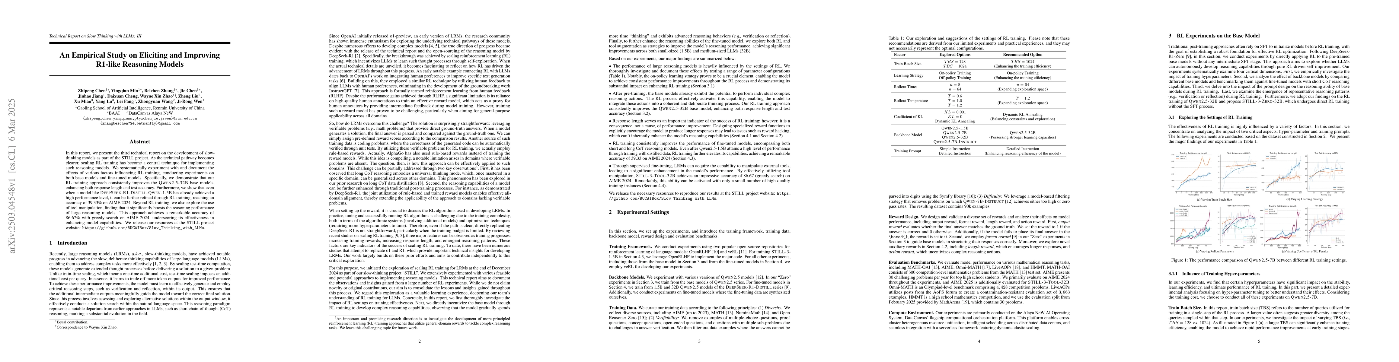 Thumbnail for An Empirical Study on Eliciting and Improving R1-like Reasoning Models