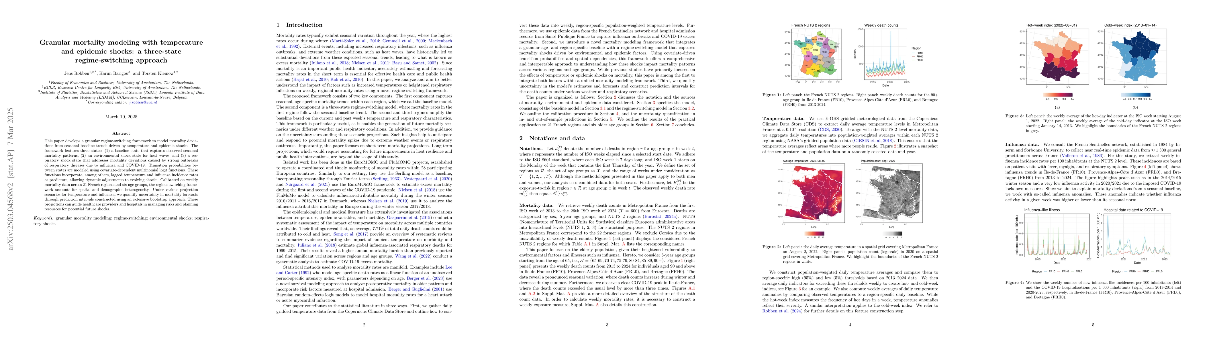 Thumbnail for Granular mortality modeling with temperature and epidemic shocks: a
  three-state regime-switching approach